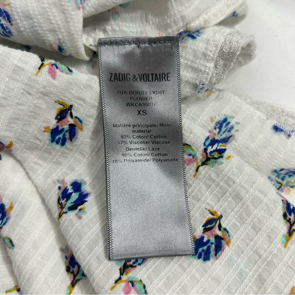 Zadig and Voltaire Floral Lace Peasant Prairie Top Sz XS - Picture 13 of 16